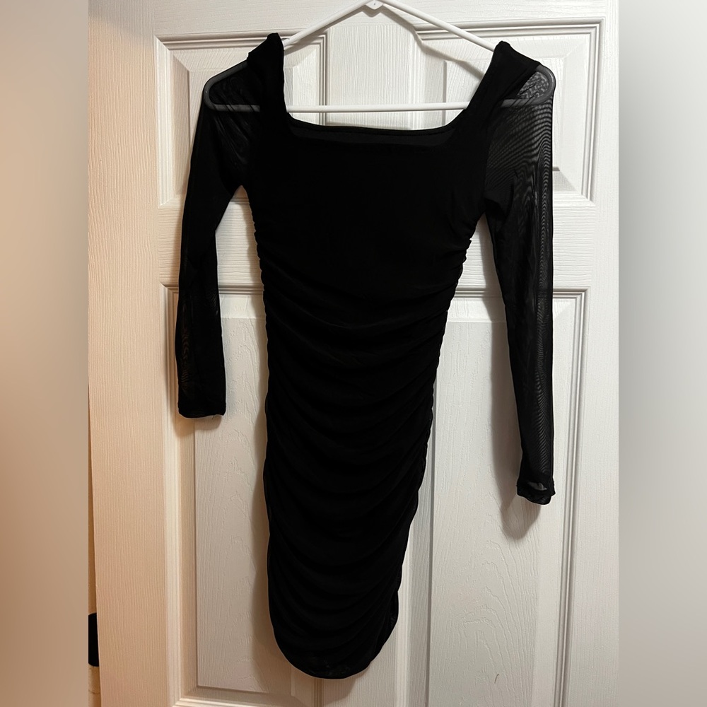 Chic Black Ruched Kids Dress-Never worn